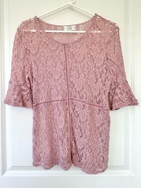 Shannon Ford New York Sheer Lace Bell Sleeve Top